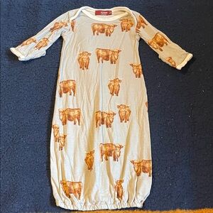 Milkbarn gray Nightgown with Brown Cow Print 100% rayon